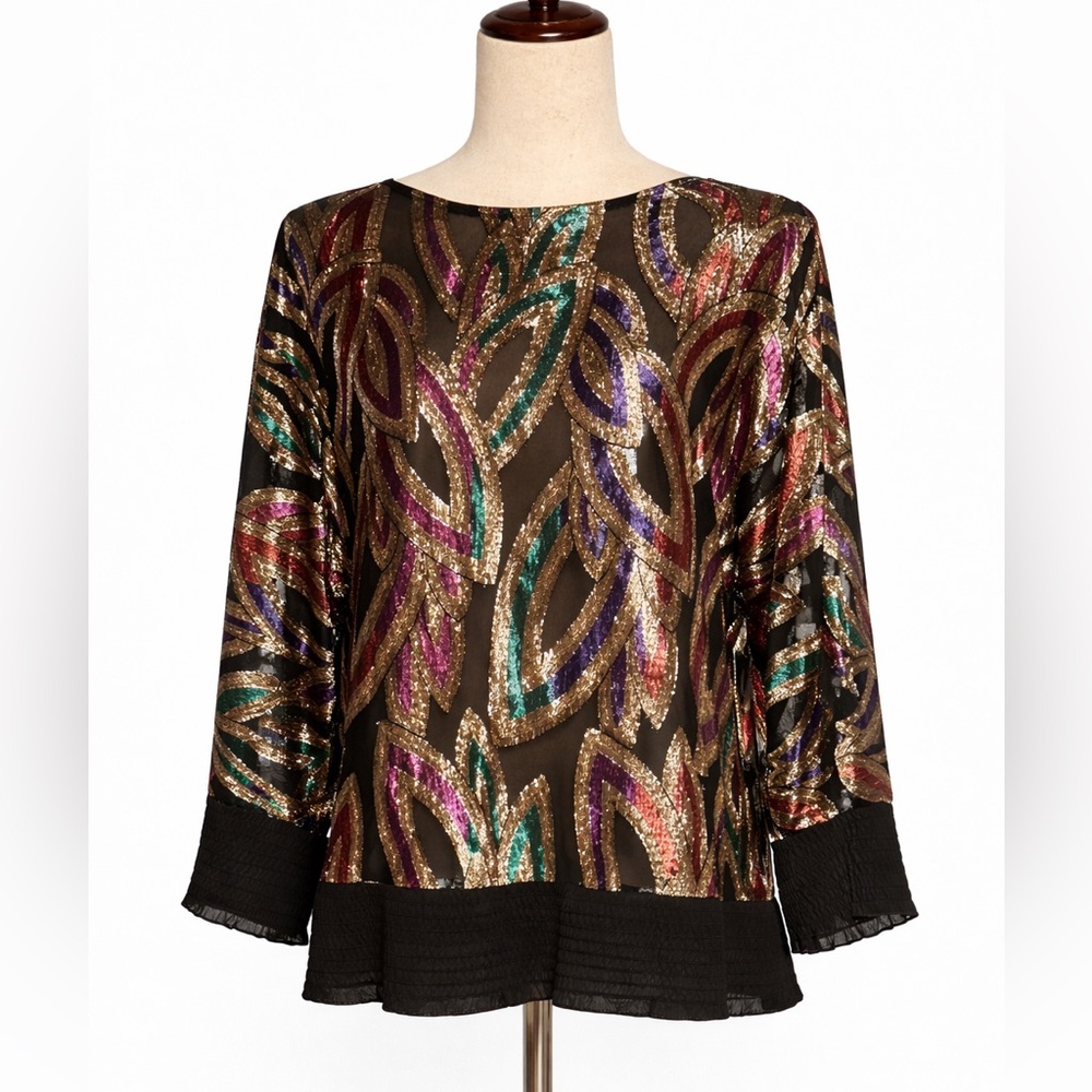 Vintage 80s Metallic Multicolored Blouse. M